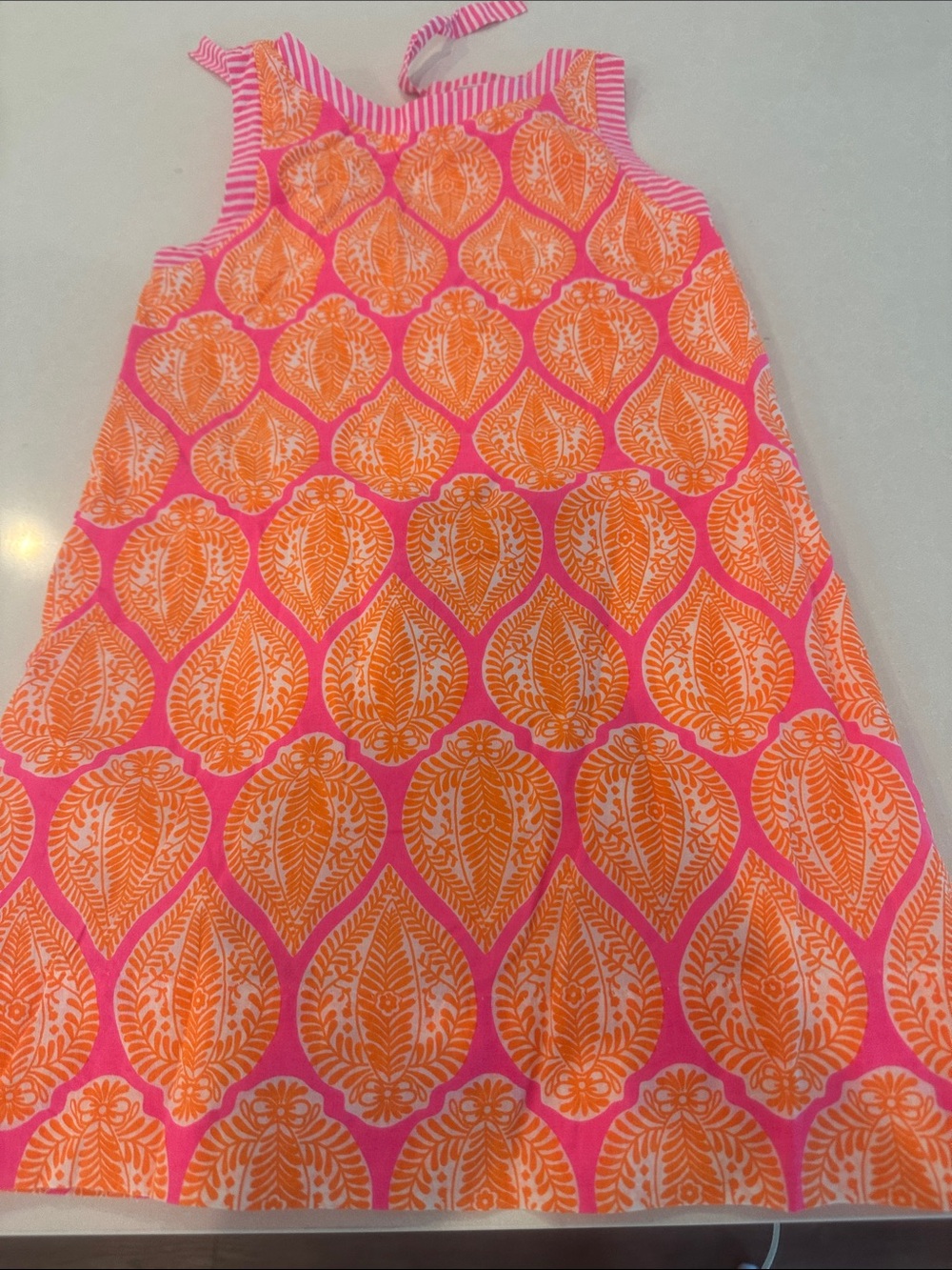 Gretchen Scott Bright Pink & Orange Leaf Print Sundress
